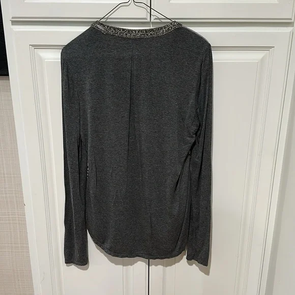 Hale Bob Tunic With Metallic & Clear Beading, V Neck with Ties, Small - Picture 5 of 5